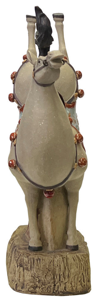 Chinese Ceramic Tan Color Artistic Horse Back Legs Up Figure Hws3084B