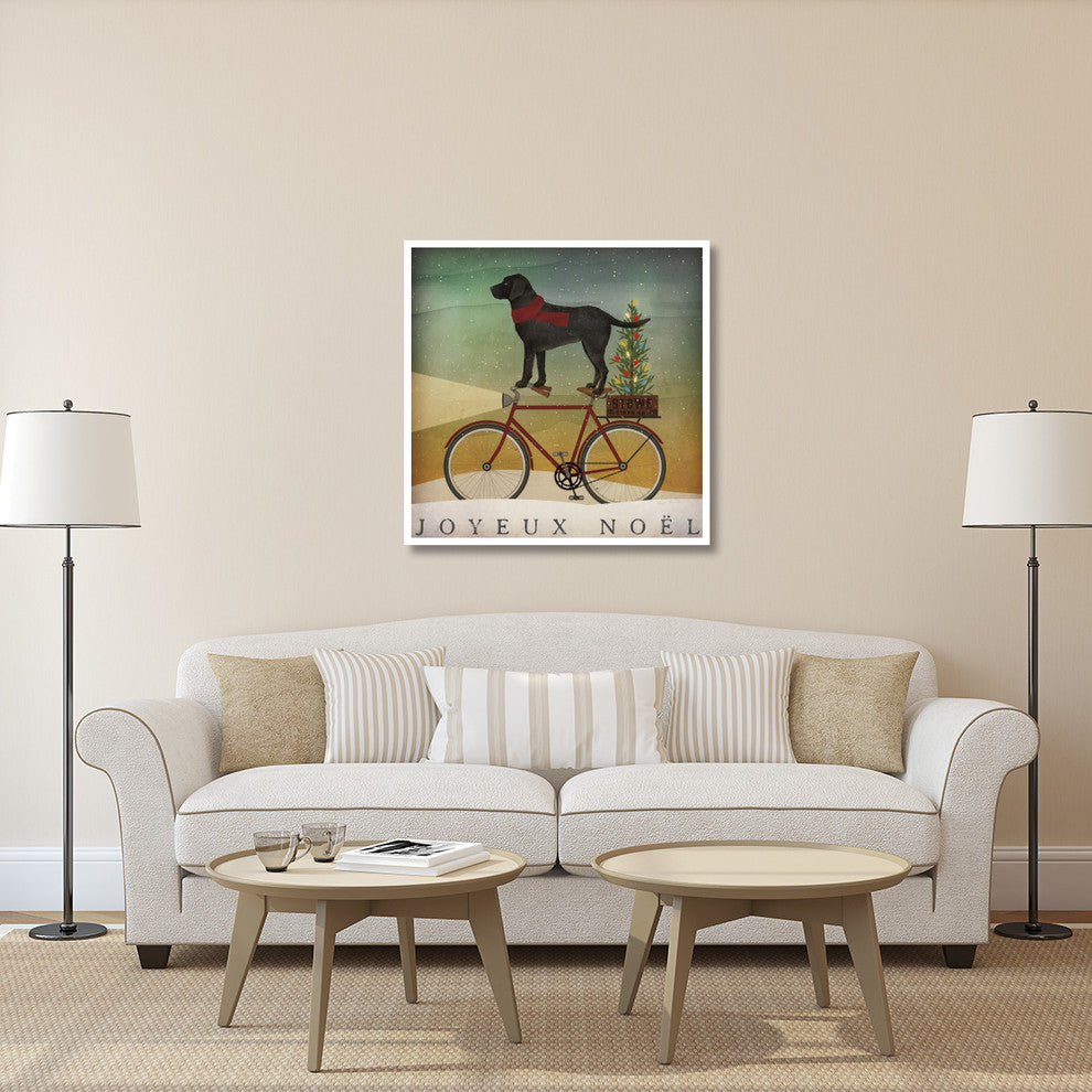 "Black Lab on Bike Christmas" Digital Paper Print by Ryan Fowler, 42"x42"