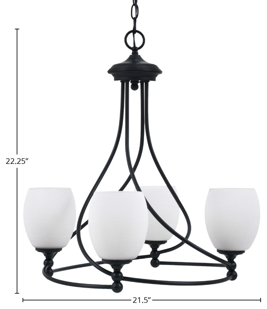 Capri 4-Light Chandelier, Matte Black/White Linen
