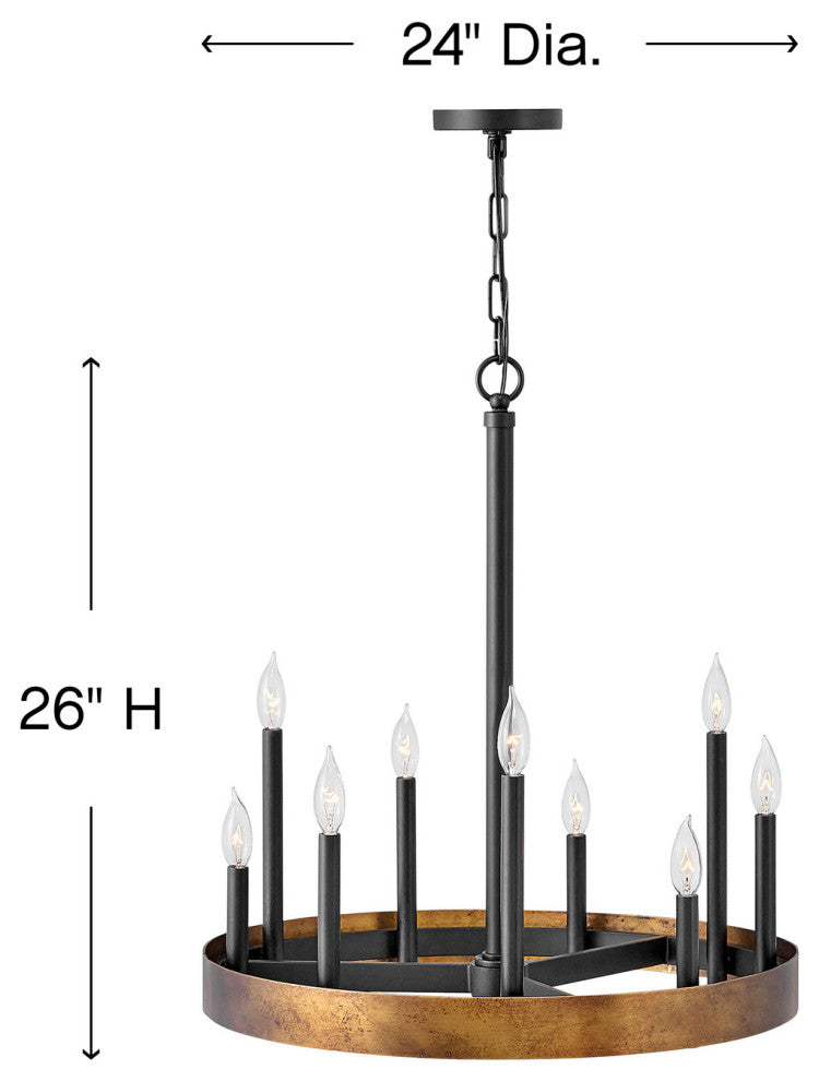 Wells 9-Light Chandelier, Weathered Brass