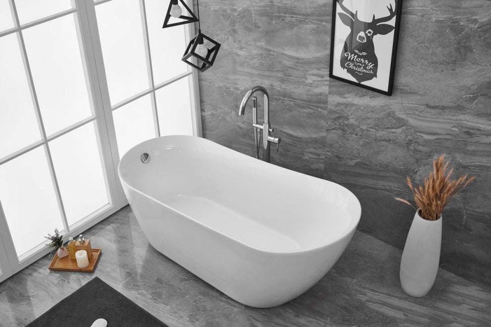 Chanel 67" Soaking Single Slipper Bathtub, Glossy White