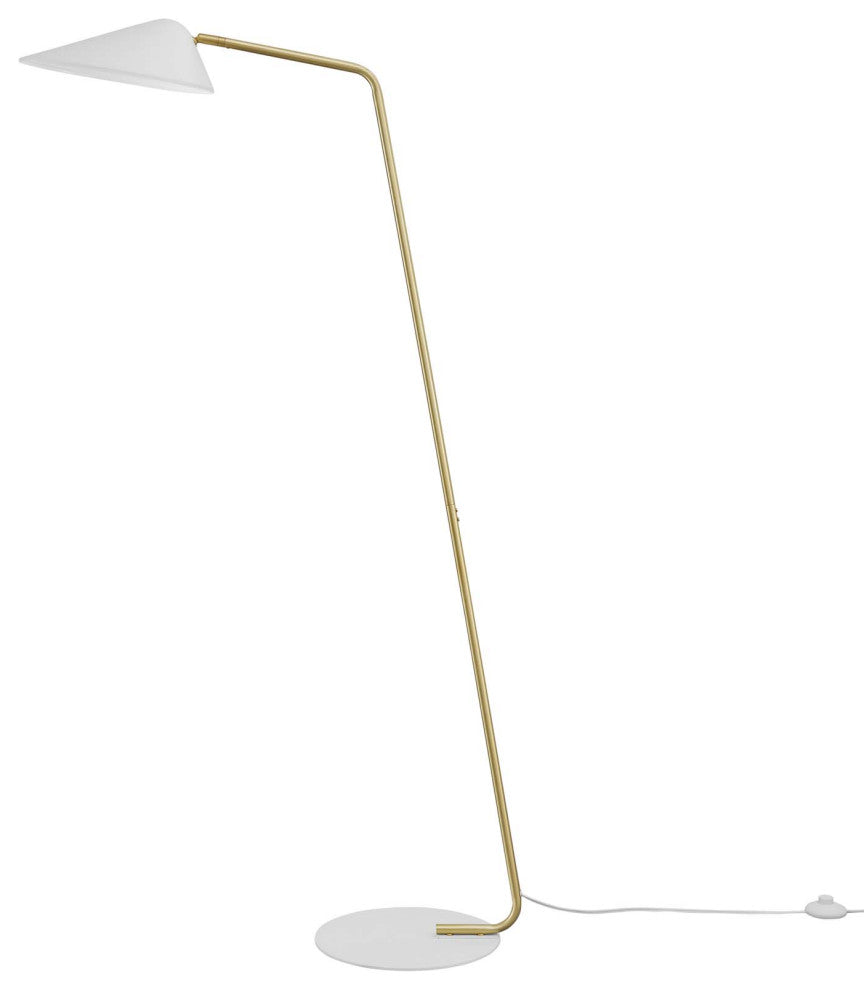 Floor Lamp Light, White, Metal, Modern, Mid Century Cafe Bistro Hospitality
