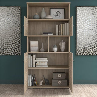 Office 500 72W Adjustable Desk with Storage in Modern Hickory - Engineered Wood