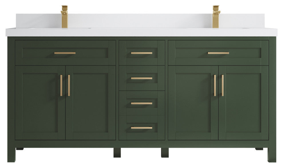 Cambridge 72 Double Sink Bath Vanity in Pewter Green 2" White Quartz