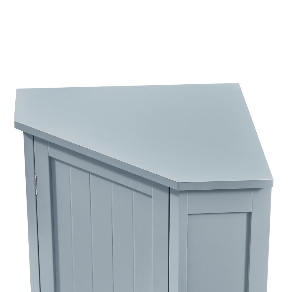 32" Freestanding Triangle Corner Bathroom Storage Cabinet, Blue