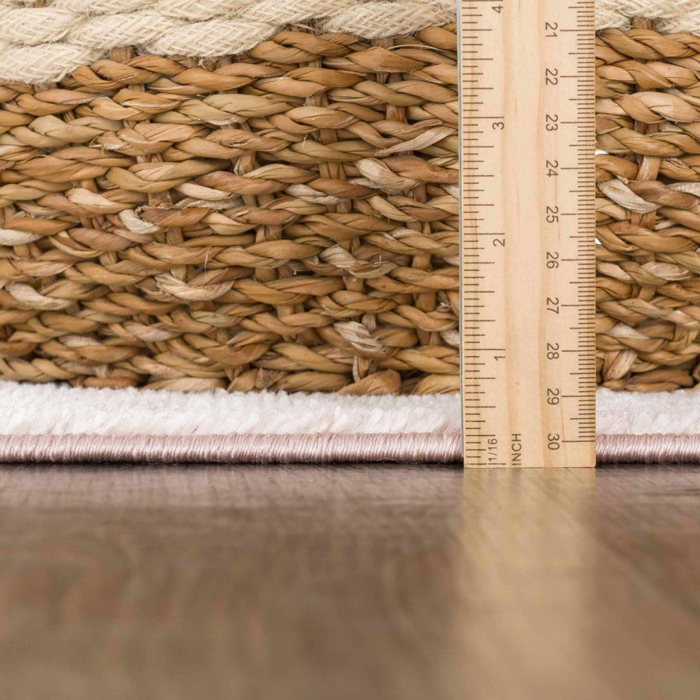 Hauteloom Snead Area Rug, Pale Pink/Plum/Peach, 7'9"x9'6"