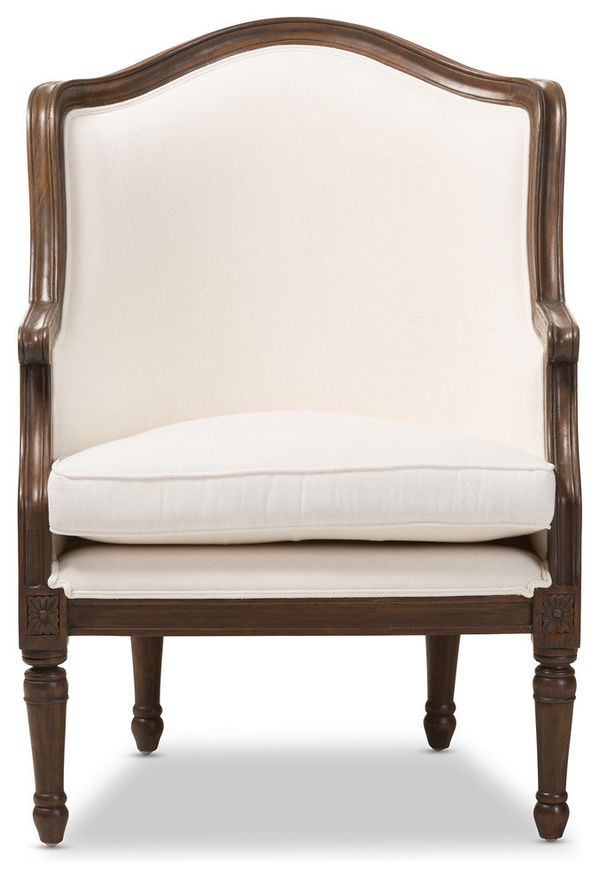 Charlemagne Traditional French Accent Chair, White
