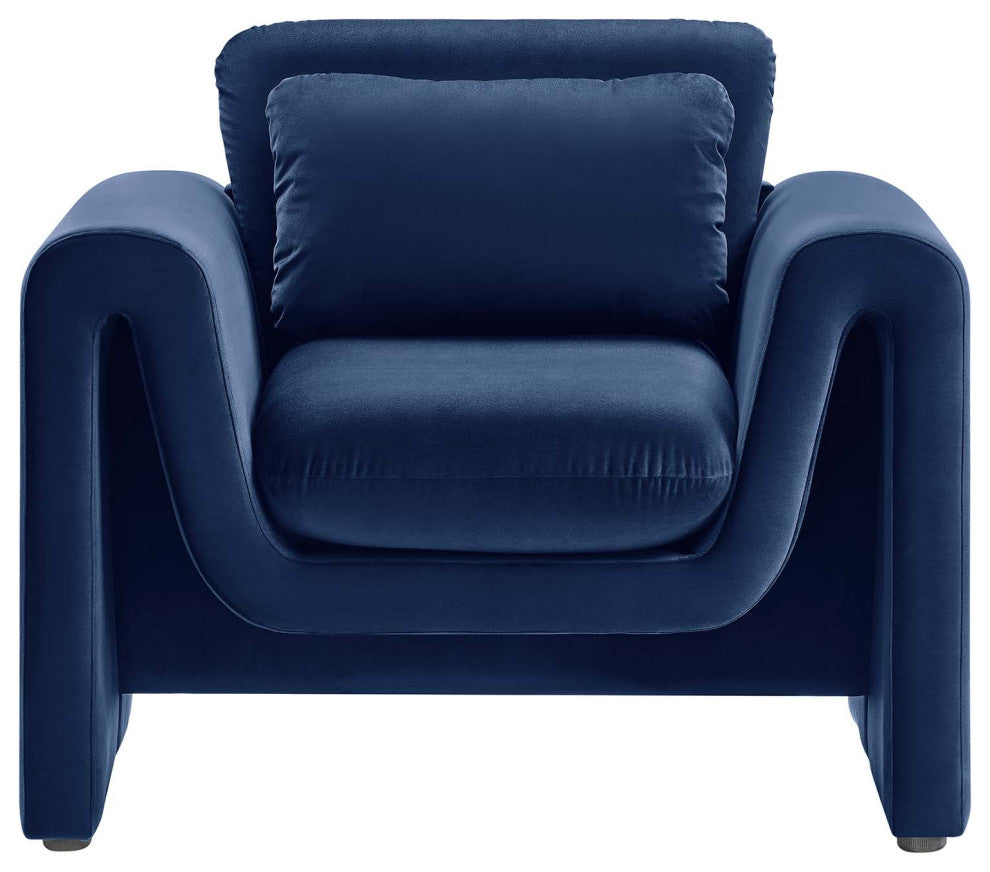 Waverly Performance Velvet Armchair - Midnight Blue