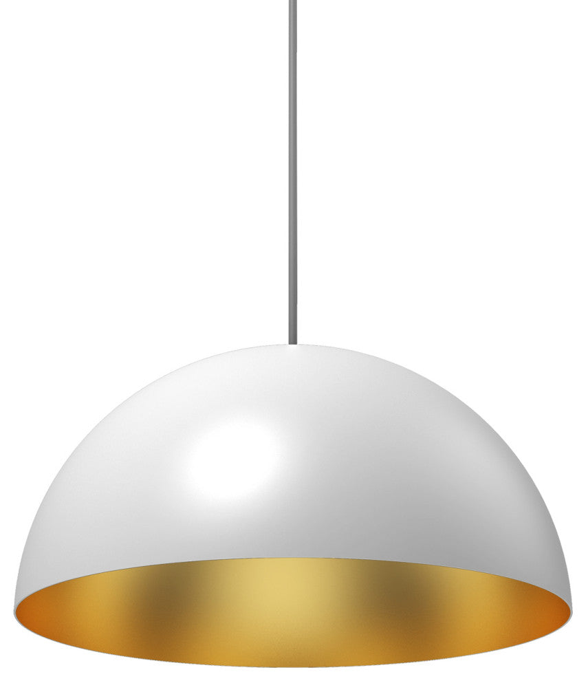 Domos 20" Pendant - White w/Gold Interior - E26 Socket