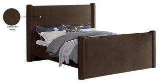 Elias Upholstered Bed, Brown, Full, Velvet
