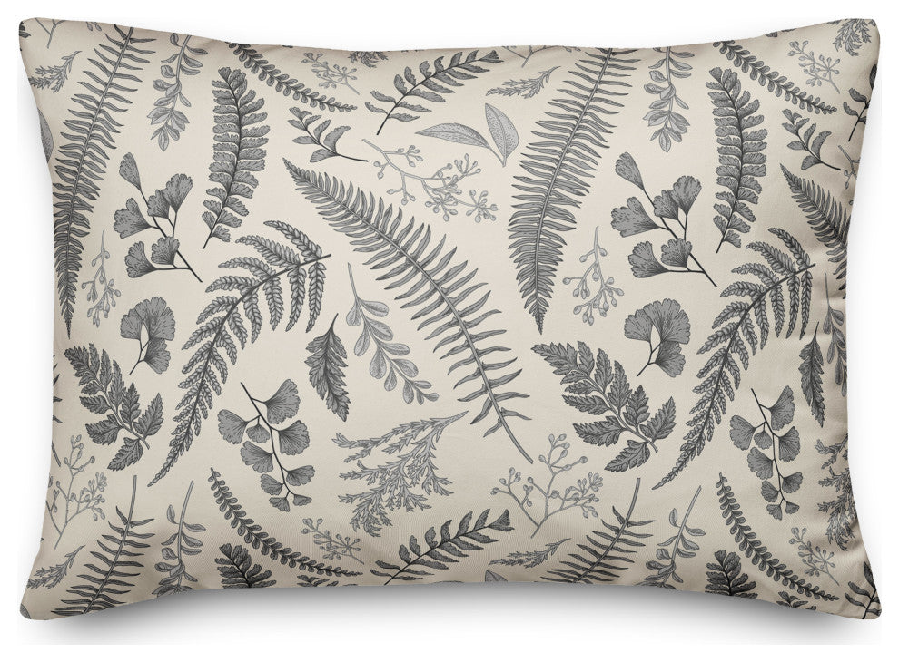Gray Botanical Pattern 14x20 Spun Poly Pillow