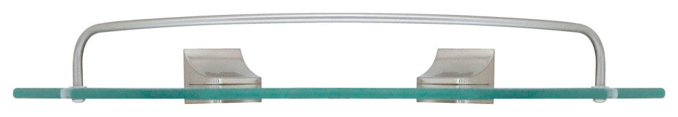 MODONA's 9.5" Glass Corner Shelf With Rail, Satin Nickel