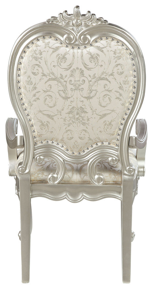 Bently Arm Chairs, Set of 2, Fabric and Champagne Finish