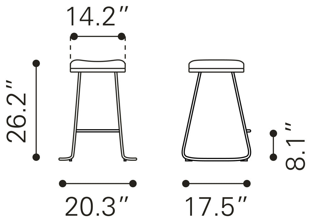 Bree Counter Stool, Set of 2 Black/Gold