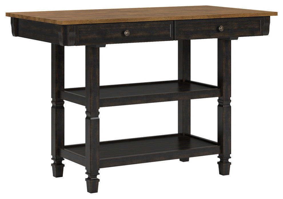 Harvey Two-Tone Kitchen Island Buffet, Antique Black