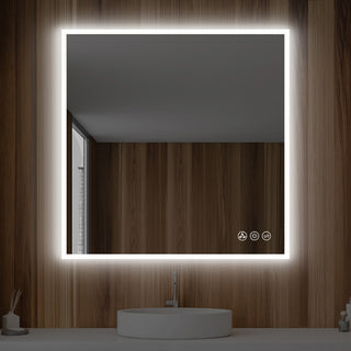 Fogless, Dimmable, Color Temperature Adjustable LED Mirror, 36x36
