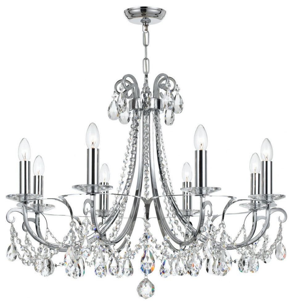 Othello 8-Light 25" Transitional Chandelier in Polished Chrome with Clear Hand