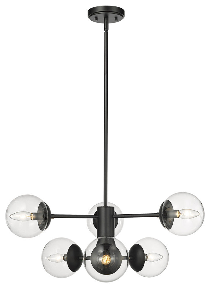 Avell 6 Light 28" Matte Black Pendant