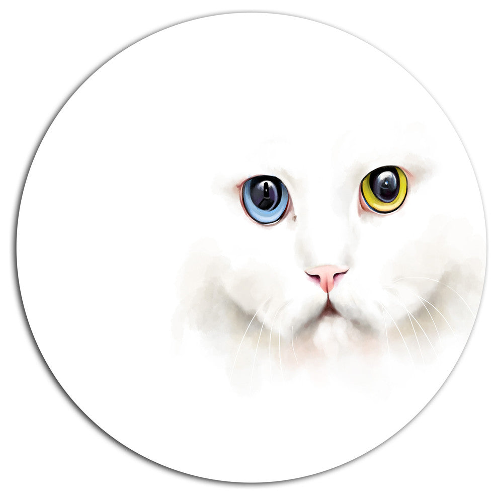 Portrait Of Cute White Kitten, Animal Round Wall Art, 23"