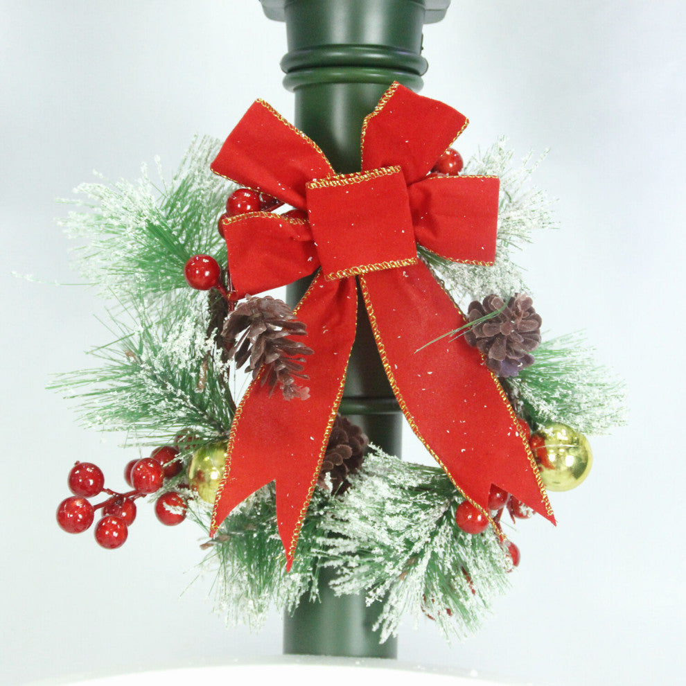 71" Musical Snowy Street Lamp WithChristmas Tree Scene, 2 Signs, White