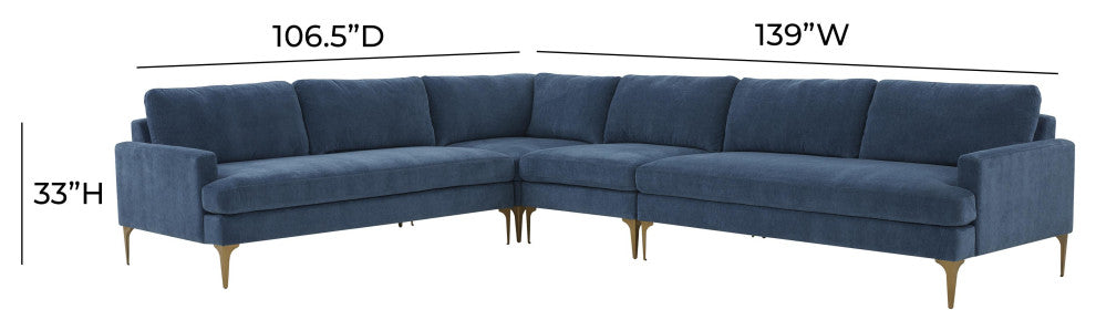 Serena Blue Velvet Large L-Sectional