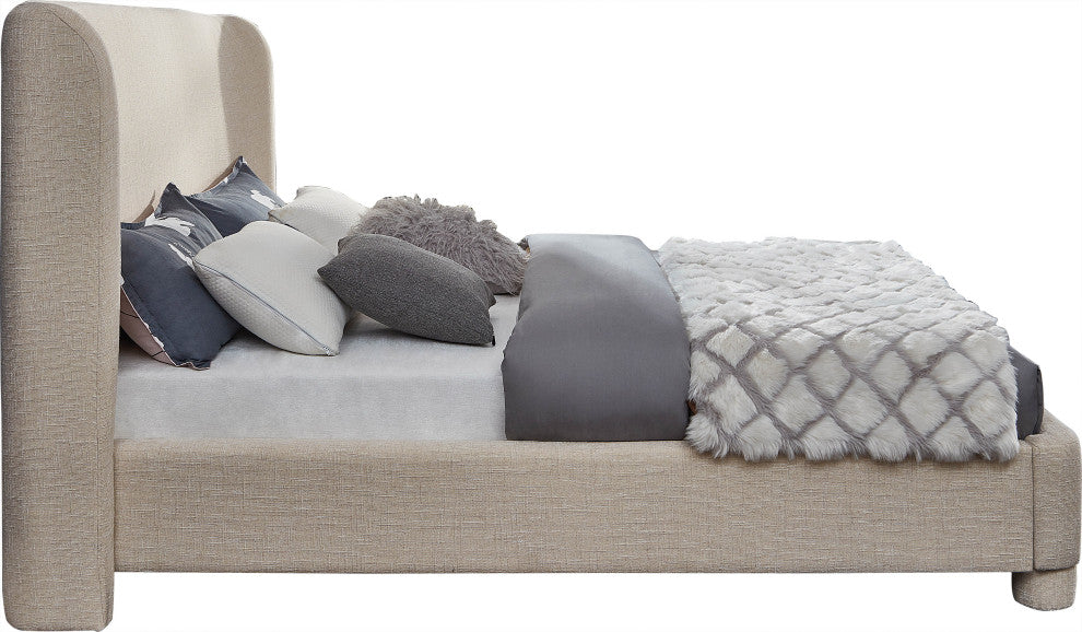 Penny Bed, Beige, Queen, Linen Textured Fabric