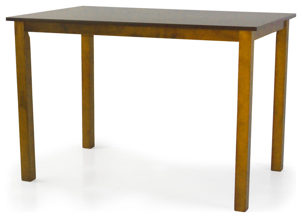 Dining Kitchen Set of Rectangular Table And 4 Side Warm Chairs Solid Wooden, Medium Brown/Pu Leather