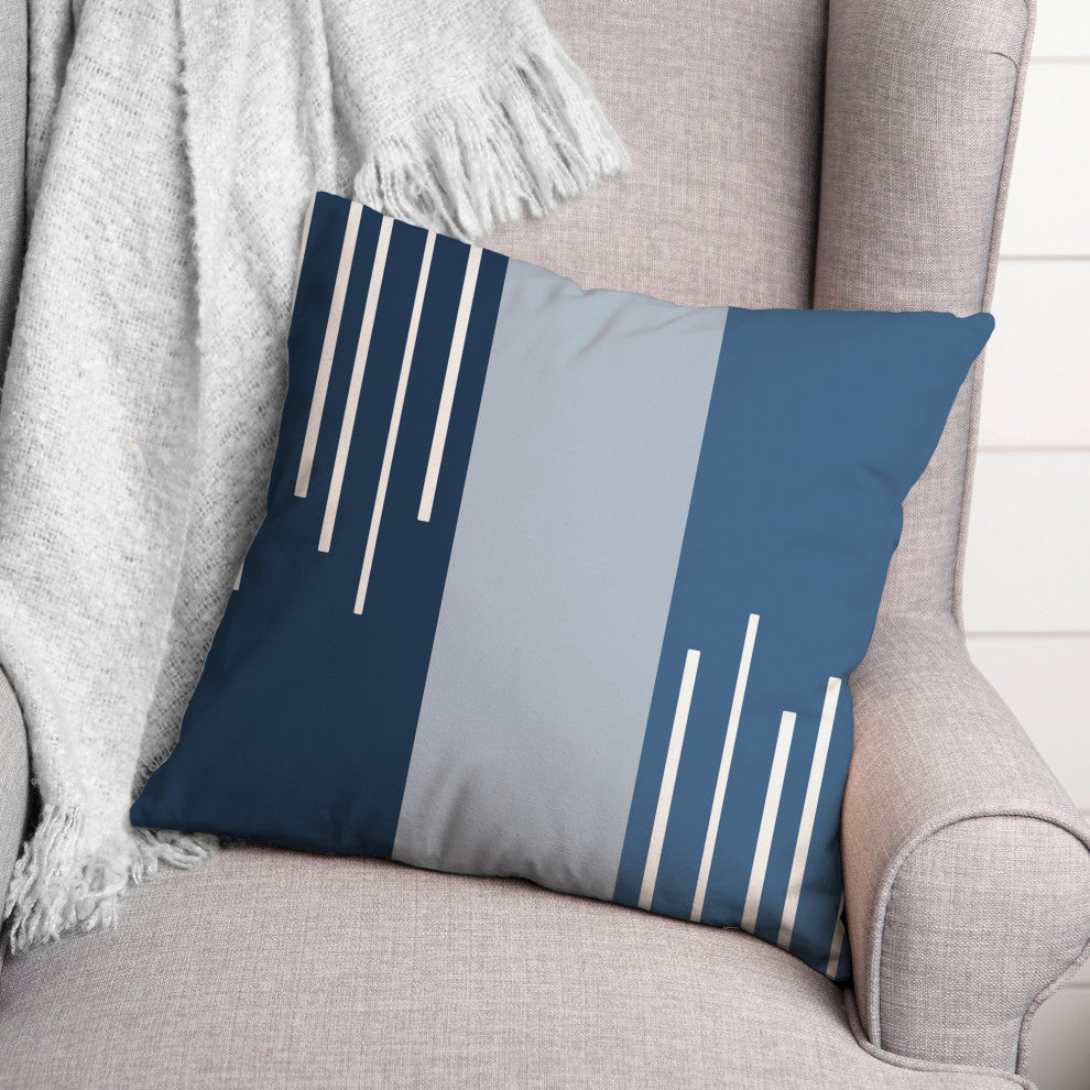 Blue Blocks and Stripes 18x18 Spun Poly Pillow