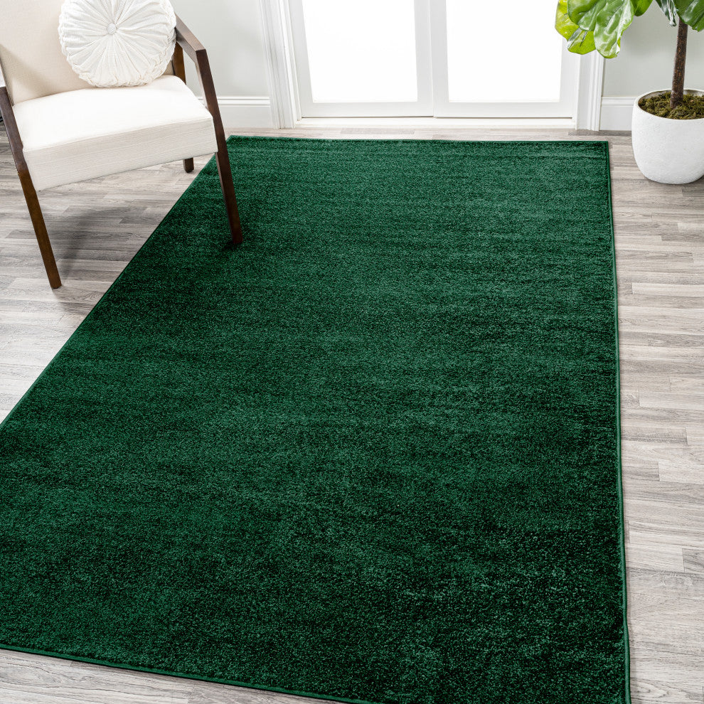 Haze Solid Low-Pile Emerald 12 ft. x 15 ft. Area Rug