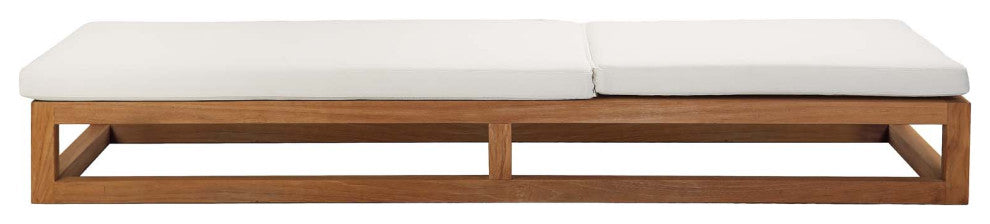 Lounge Chair Chaise, Wood, Brown Natural White, Modern, Outdoor Patio Bistro