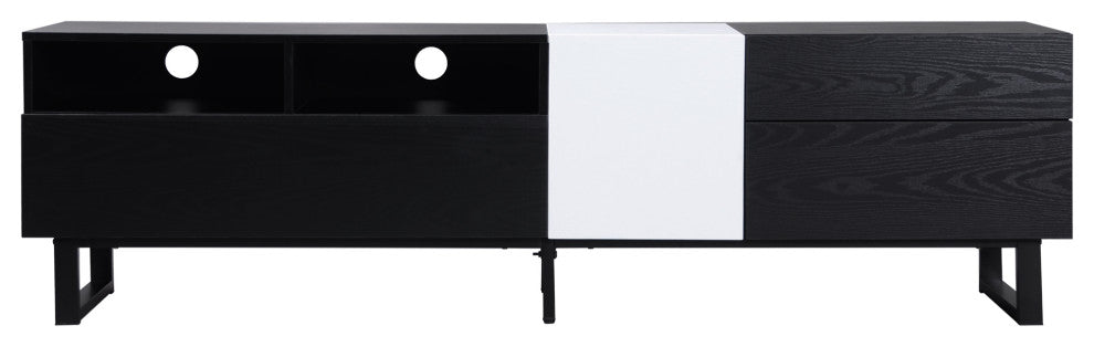 Gewnee TV Stand for 80'' TV with Double Storage Space, Black