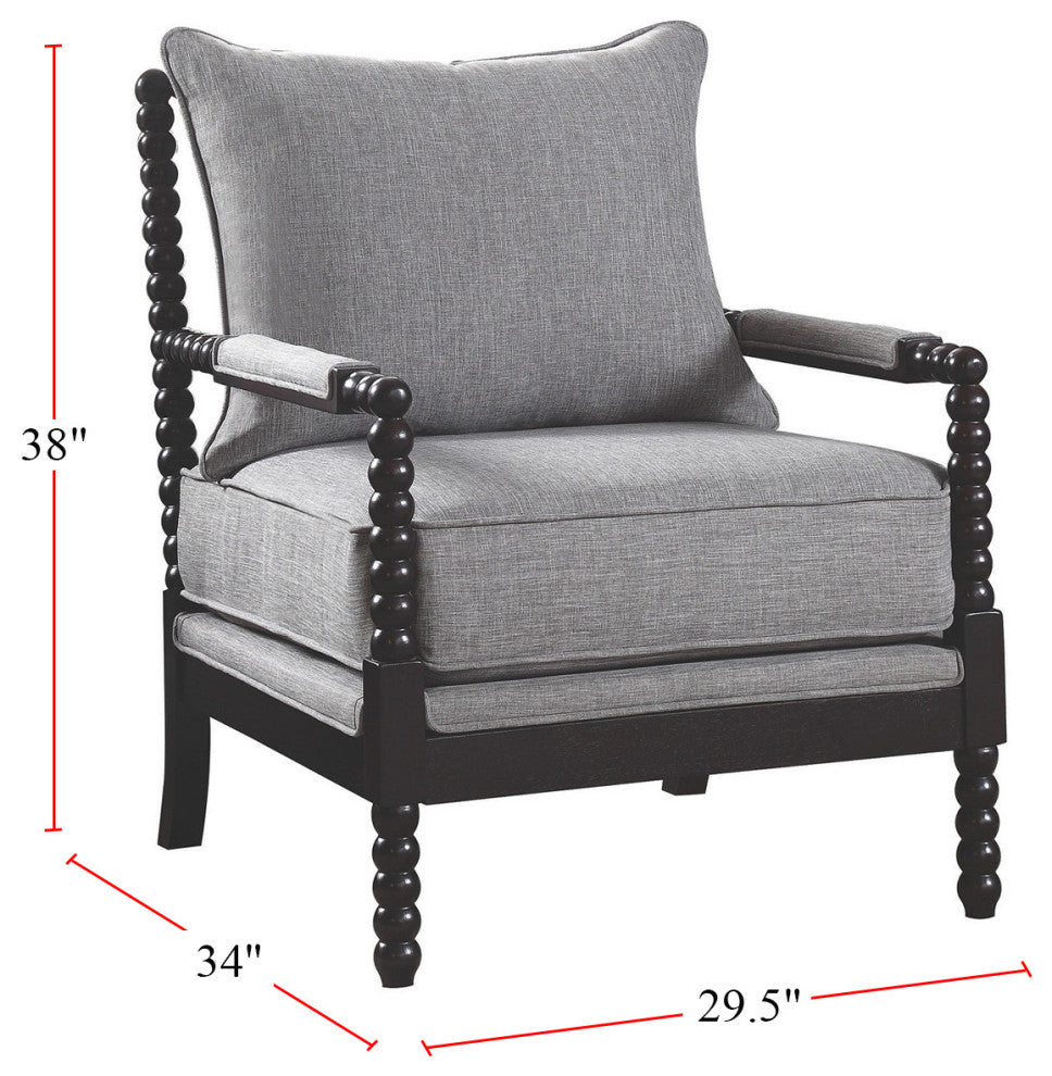 Cushion Back Accent Chair, Gray and Black