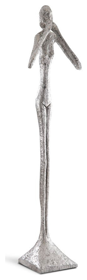 Speak No Evil Skinny Sculpture, Silver Leaf, Large