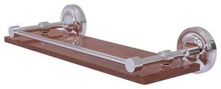 Prestige Regal 16" Solid Wood Shelf with Gallery Rail, Polished Chrome