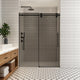 Echarri Single Sliding Frameless Shower Door, Tinted Glass, Matte Black, 56" W X 78"h