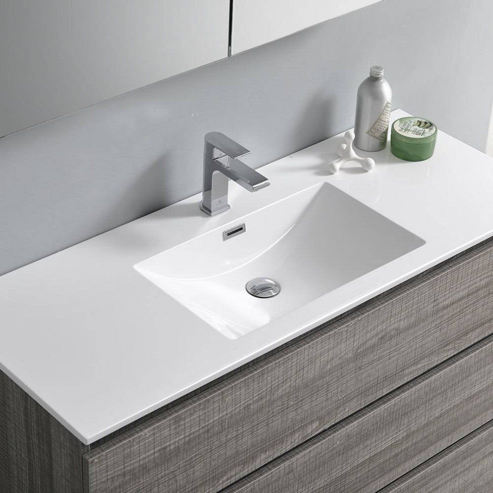 Fresca FCB9348HA-I Lazzaro 48" Glossy Ash Gray Freestanding Cabinet With Sink