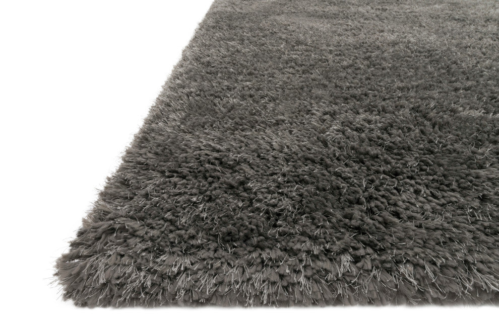 Hand Tufted Polyester Mila Shag Area Rug by Loloi II, Charcoal, 7'9"x9'9"