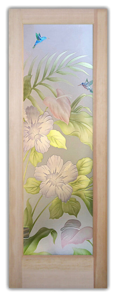 Interior Prehung Door or Interior Slab Door - Hibiscus Anthurium - Primed -...