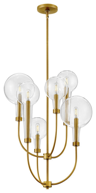 Hinkley 27.75" Alchemy Multi-Tier 6- Light Chandelier, Lacquered Brass