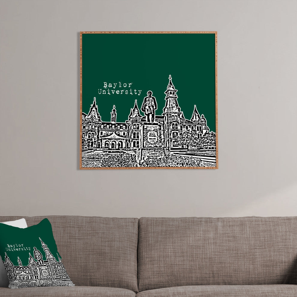 Deny Designs Bird Ave Baylor University Green Framed Wall Art