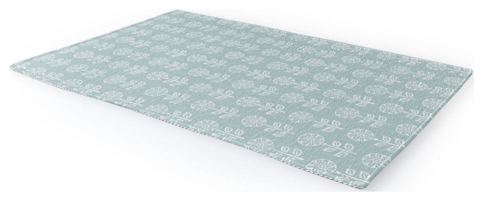 Little Arrow Design Co block print floral dusty blue Area Rug