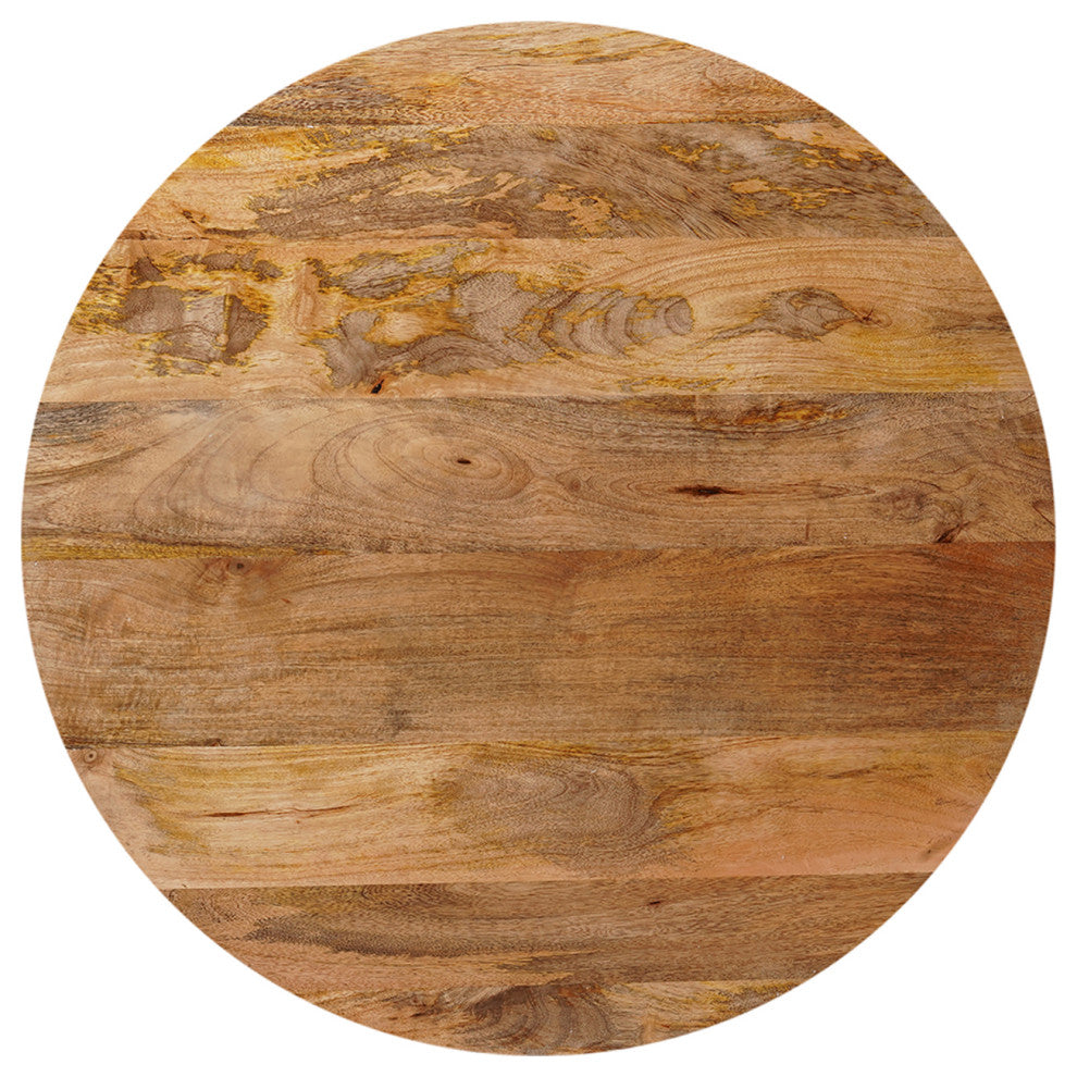 Krissa 30" Round Mango Wood Coffee Table, Natural Mango