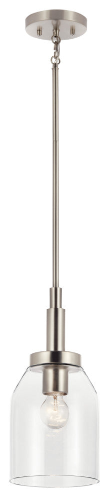 Madden 15" 1 Light Mini Pendant, Clear Glass, Brushed Nickel