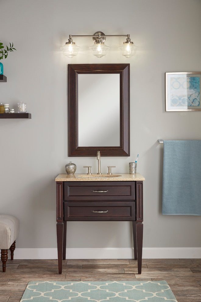 Lavagna 3 Light Schoolhouse Wall Sconce, Brushed Nickel, Milk Glass