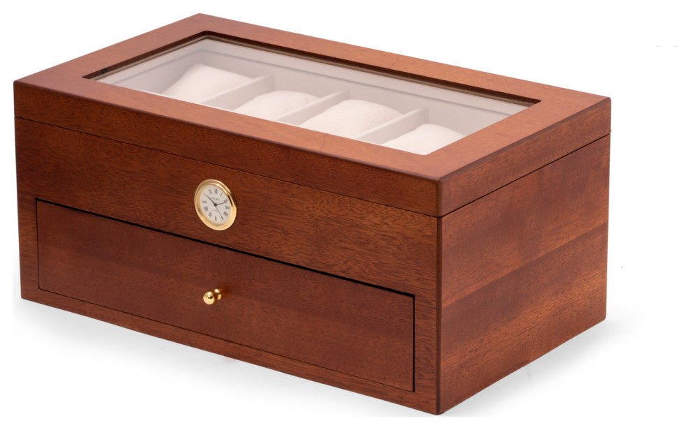 Cherry Wood Twenty Watch Box, Quartz Movement Clock