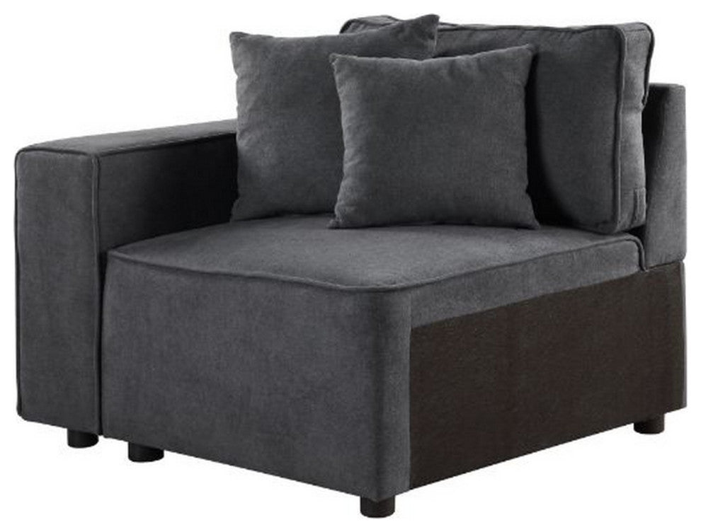 Benzara BM250701 Modular Left Facing Chair With Loose Back Pillow, Gray