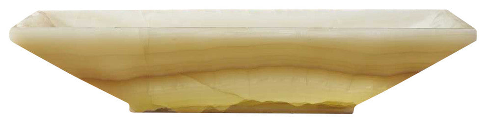 Virtu Ira Natural Stone Bathroom Vessel Sink, White Onyx Marble