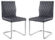 Set of 2 Gray PU Side Chair, Chrome Finish