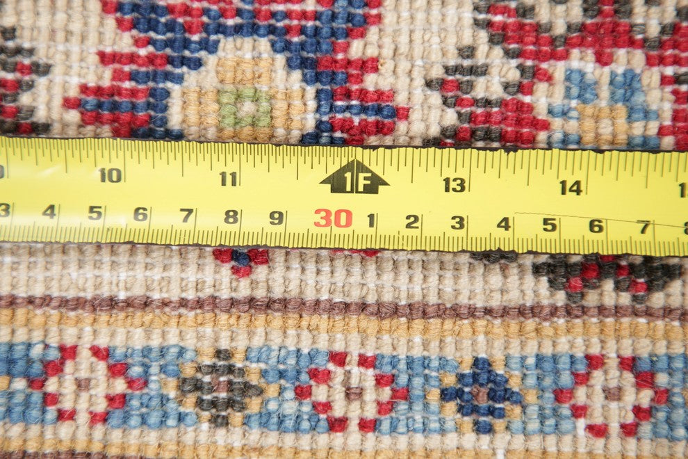 Hand-Knotted Pakistani Kazak Traditional Oriental Area Rug, Green, 4'1"X2'8"