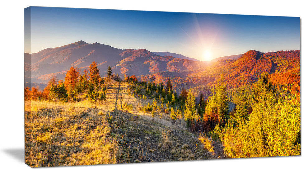 "Majestic Fall Mountains Range" Landscape Print Wall Artwork, 32"x16"